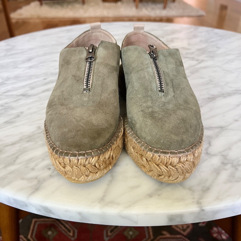 Eric Michael Olive Suede Zip Platform Espadrilles… - image 5